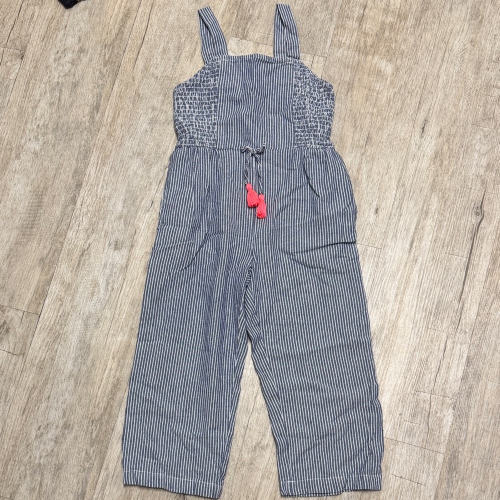 Striped Blue Jumpsuit with hot pink Accents